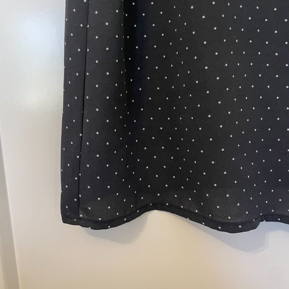 CeCe Womens Short Sleeve Polka Dot Collared Blouse Navy Blue White Size Medium - Picture 8 of 11